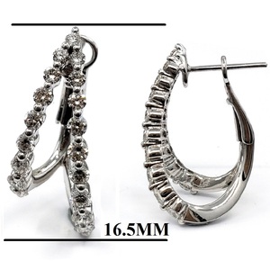 Boucles d'oreilles créoles de luxe sur mesure en or blanc massif 18 carats avec diamants naturels, idéales pour femme, cadeau de mariage, vente en gros Hong Kong - Product Image 2