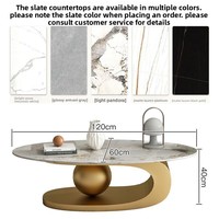 Table basse ovale en pierre de luxe léger pour petite famille, moderne, pour salon, idéale pour la location, rouge, simple