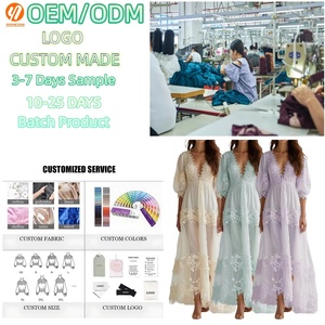 <span class=keywords><strong>Robe</strong></span> <span class=keywords><strong>d</strong></span>écontractée <span class=keywords><strong>d</strong></span>'été pour femme, col en V, manches courtes, dentelle et patchwork, idéale pour le quotidien et les vacances - Modèle 5370 - Product Image 2