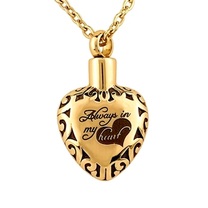 Always My Heart ステンレススチール シルバーメッキ 火葬骨壷ネックレス メモリアル記念品 灰ペンダント ハートメモリアル記念品 ギフト - Product Image 4
