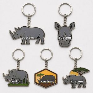 Llaveros de Rinoceronte Personalizados al por Mayor de Alta Calidad, Llaveros con Figura de Rinoceronte, Diseño de Animales Salvajes, Souvenir Promocional de Zoológico - Product Image 1