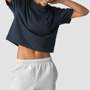 Camisetas Cortas de Verano para Mujer, Ligeras, de Lona, Sólidas, Informales y Cómodas, con Diseño OEM - Product Image 6