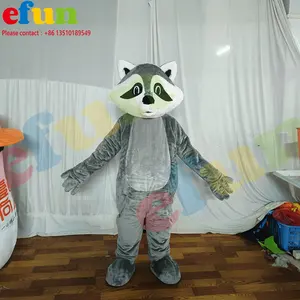 Efun MOQ 1 pieza diseño personalizable publicidad felpa mapache mascota disfraz dibujos animados adulto tamaño animal mascota disfraz para la venta