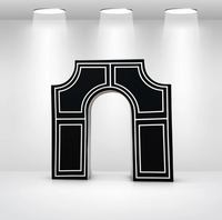 Support de toile de fond en métal noir Arche de Triomphe, présentoir architectural de luxe pour l'entrée de cérémonie de mariage et la décoration d'événements