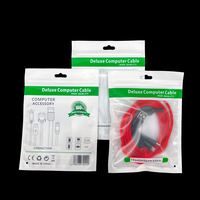 Sac en plastique personnalisé pour câbles informatiques de luxe, impression personnalisée, sacs verts givrés pour câbles USB, câbles informatiques, sac en plastique à fermeture éclair