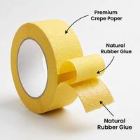 Cinta de Enmascarar Automotriz para Pintura de Carrocería, Resistente a Altas Temperaturas (80°C), Sin Residuos, de Papel Crepé de Caucho Natural