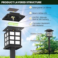 Lampes solaires LED CXS étanches pour allées extérieures, lumière blanc chaud, commande par bouton-poussoir pour jardins et allées