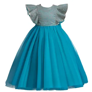 Girls' fashionable flying sleeve princess dress is suitable for children's wear at the 3 to 12 years old birthday party