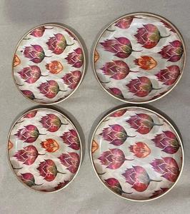 Floral <b>Tulip</b> Pattern Coaster with <b>Red</b> and Pink Botanical Print for Elegant Home Decor and Dining Table - Product Image 1