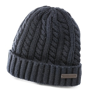Usine OEM, vente chaude, <span class=keywords><strong>bonnet</strong></span> en tricot épais d'hiver avec doublure en polaire, chapeaux de créateur avec logo personnalisé, bordures retroussées, Gorras Y2K - Product Image 1