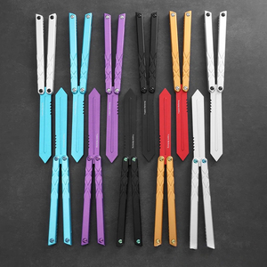 Cuchillo mariposa de práctica, espada de aluminio, cuchillo plegable de aluminio, cuchillo mariposa de entrenamiento sin filo, seguro y decorativo. - Product Image 6