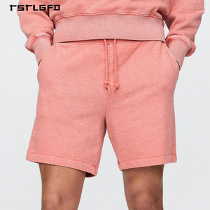 Ensemble sweat-shirt et short à épaules tombantes avec effet délavé au soleil pour homme en coton French Terry, style streetwear - Product Image 3