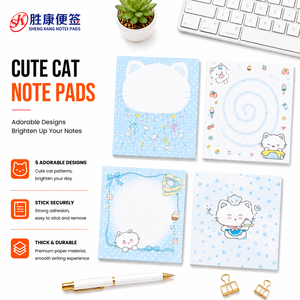 <b>Cute</b> Cartoon Cat Memo <b>Notebook</b> Pads Strong Adhesive Premium Smooth Paper Custom Print for Kids Student Office School Daily use - Product Image 1