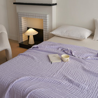 Couverture en gaze de coton de luxe tissée 600TC, bio, douce, respirante, pour toutes les saisons, certifiée OEKO-TEX, bord festonné