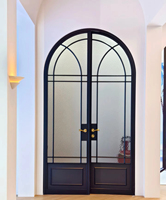 Puerta de Entrada Arquitectónica de Aluminio Jinxin Happiness, Aislamiento Acústico, Diseño de Rejilla Arqueada, Estilo Postmoderno, Sistema Push-Pull