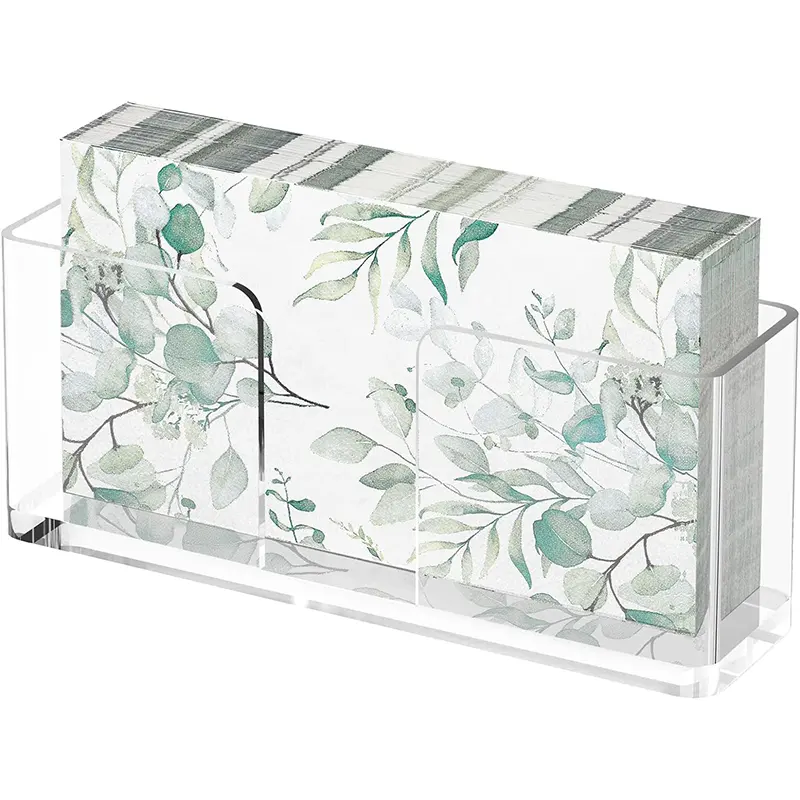 Şeffaf akrilik peçete dağıtıcı tepsi tek kullanımlık el havluları banyo Vanity organizatör Lucite konuk kağıt havlu vitrin rafı