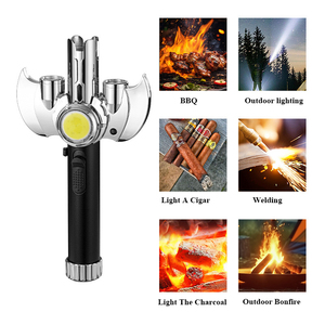 Vente en gros <span class=keywords><strong>de</strong></span> <span class=keywords><strong>chalumeau</strong></span> moderne en alliage <span class=keywords><strong>de</strong></span> zinc coupe-vent bleu cuisine BBQ flamme unique butane rechargeable torche à cigares pistolet à <span class=keywords><strong>gaz</strong></span> - Product Image 5