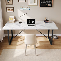 Bureau d'ordinateur moderne et simple pour la maison, le bureau, les petits appartements, la chambre à coucher, surface rectangulaire en métal, table de travail, aucun assemblage requis