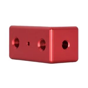 JIYAN Customized Precision Cnc Lathe Machining Milling Service Red Block Threaded Mechanical Color Anodized Aluminum Cnc Parts