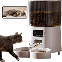 Distributeur automatique de nourriture pour animaux de compagnie intelligent 6L avec caméra, contrôle à distance par application WiFi, double sortie, distribution uniforme pour chats et chiens