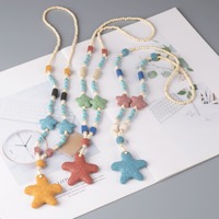 Pendentif étoile multicolore en pierre de lave brute de 50 mm, breloque étoile de mer en roche volcanique naturelle pour la fabrication de colliers, bijoux et artisanat DIY