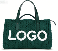 Grand sac fourre-tout tendance en jacquard tricoté 3D avec logo personnalisé pour femme, idéal pour les courses et la plage, avec personnalisation de marque