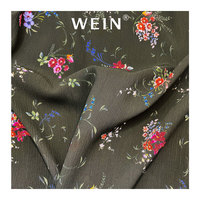 WI-B05 neue Mode Design Leichter Custom Digital Blumen druck 100% Polyester Schwarzgrün Crinkle Chiffon Stoff