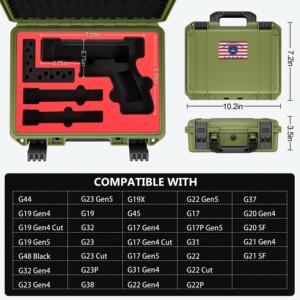 กล่องใส่ปืนกันน้ำ Kinghardcase สีเขียว IP67 แบบพกพา สำหรับ G19 G21 <span class=keywords><strong>SF</strong></span> - Product Image 3