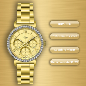 Montre à quartz en acier inoxydable de luxe pour femmes, personnalisée, de haute qualité, OEM/ODM, avec cadran à aiguilles et miroir saphir, résistante à l'eau 3 BAR - Product Image 2