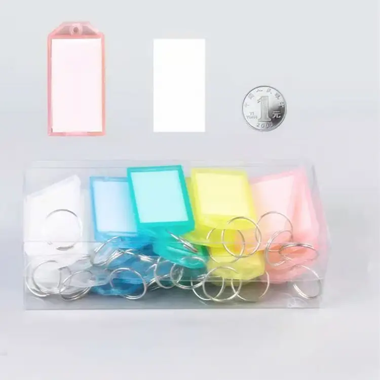Dreieins 25 adet kutu ambalaj Mix renkler için plastik etiket anahtar etiketleri ile halka