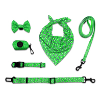 Kit pour chien 6 pièces avec logo personnalisé, motif agrumes : Collier, laisse, harnais de sécurité, bandana, nœud papillon, distributeur de sacs à déjections, accessoires de promenade réglables