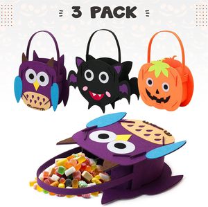 Paquete de 3 bolsas para tratar Halloween, cestas, bolsas de fieltro para Halloween, bolsas de dulces de Halloween para niños - Product Image 4