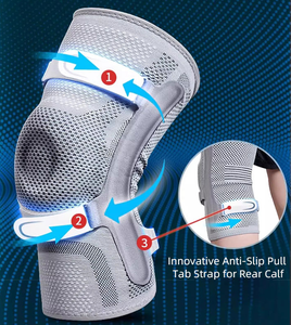 Attelle de soutien du genou pour l'arthrite avec sangle rotulienne, manchon de compression pour le soulagement de la douleur, avec coussinet en silicone pour déchirure du ménisque - Product Image 1