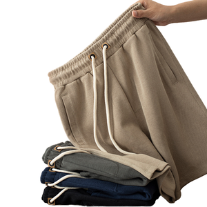 Shorts en molleton uni surdimensionnés avec logo personnalisé, streetwear, coton, shorts de sport pour hommes - Product Image 1