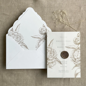 Enveloppe d'invitation de mariage de luxe, douce et blanche, avec dorure à chaud, motif cygne, libellule, botanique, aquarelle, doublure, sceau de <span class=keywords><strong>cire</strong></span>, impression personnalisée - Product Image 3