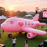 Modèle de fusée d'avion gonflable rose personnalisé, accessoires de décoration publicitaire sur le thème de l'aérospatiale, y compris souffleur