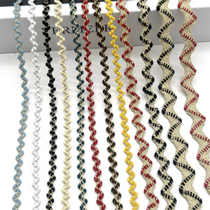 Bande tissée ondulée à chevrons rayée hautement élastique de 6 <span class=keywords><strong>mm</strong></span> avec bord incurvé pour vêtements, sacs, chaussures, accessoires textiles de maison - Product Image 1