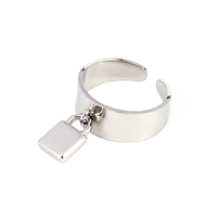 Modeschmuck Alltag 18 Karat Gold PVD-beschichtet DIY Gravur Logo Edelstahl Breites Schloss Offener verstellbarer Ring Frauen Männer Geschenke