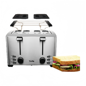 Tostadora de Acero Inoxidable de 4 Rebanadas para Uso Comercial y Doméstico, Ideal para Sándwiches de Desayuno y Pan - Product Image 4