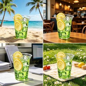 Gobelets jetables en PET de 98 mm avec couvercles, impression de logo personnalisé, pour boissons froides, thé à bulles et café, 16 oz, transparents, vente en gros - Product Image 2