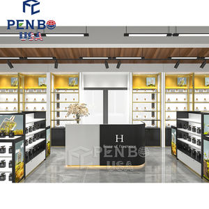 Meubles d'affichage de parfum de luxe personnalisé brun blanc LED-Lit écologique recyclable pour les vitrines de magasin Premium - Product Image 1