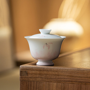 Guanlan White Porcelain Gaiwan With Lid Hand Painted Pink Orchid Kung Fu <b>Tea</b> <b>Set</b> Afternoon <b>Tea</b> - Product Image 3