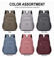 Sac à dos pour ordinateur portable unisexe léger en nylon pour étudiants, imperméable, matériau écologique, design multi-poches