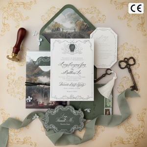 Juego de Invitaciones de Boda Barrocas Vintage Personalizadas, Tarjetas de Invitación de Lujo con Sobres, MOQ Bajo Disponible - Product Image 1