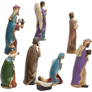 Figurita <span class=keywords><strong>de</strong></span> resina <span class=keywords><strong>de</strong></span> Natividad, juego <span class=keywords><strong>de</strong></span> 8,Holy Family, los tres hombres sabios, un pastor que sostiene un cordero y un ángel - Product Image 2