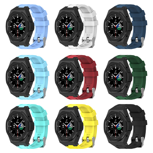Kit de modification pour Samsung <span class=keywords><strong>Galaxy</strong></span> Watch 4 <span class=keywords><strong>Classic</strong></span> boîtier en acier inoxydable de <span class=keywords><strong>46mm</strong></span> avec bracelets en silicone accessoires de montre - Product Image 2