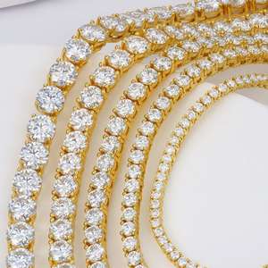 Collar de cadena tipo tenis de plata de ley 925 para hombre y mujer, 2mm-6mm, con diamantes VVS y moissanita, chapado en oro, regalo - Product Image 2