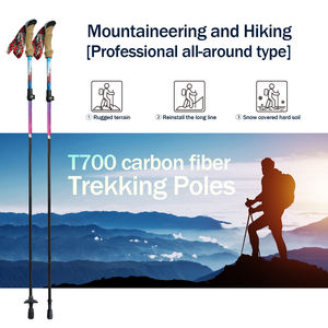 Gran oferta de bastones de senderismo telescópicos de fibra de carbono ultraligeros, personal de senderismo con puntas antigolpes y bloqueo rápido, para hombres y mujeres - Product Image 6