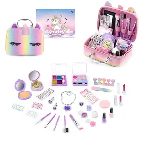 Cosmétiques pour enfants, jouets, sac à <span class=keywords><strong>maquillage</strong></span> licorne, ensemble complet de rouge à lèvres, vernis à ongles, sac à main, ensemble de <span class=keywords><strong>maquillage</strong></span> pour filles - Product Image 1
