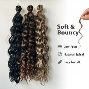 Rambut Sintetis Model Gelombang Laut Harga Pabrik 20 Inch Pre-looped Hawaii Curl untuk Kepang Rambut Ekstensi - Product Image 2